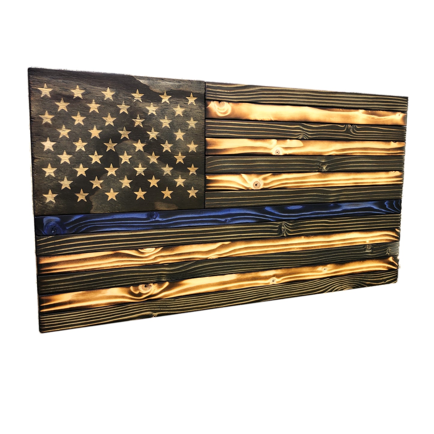 Thin Blue Line Police Wood Flag