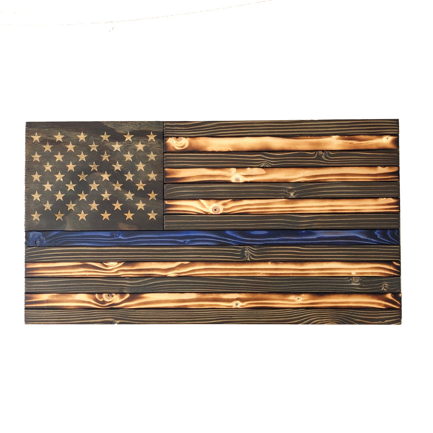 Thin Blue Line Police Wood Flag
